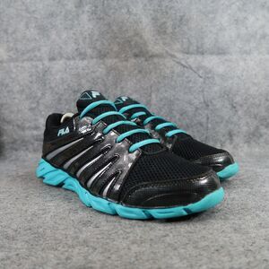 Fila Shoes Womens 10 Athletic Trainers Running Foam Cool Max Black Blue Comfort